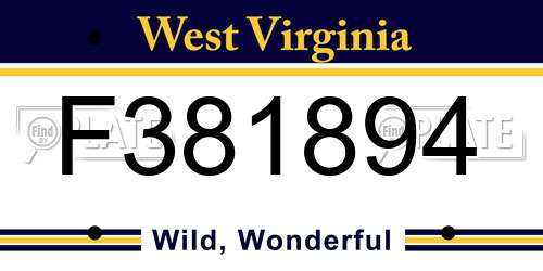 F381894 West Virginia License Plate