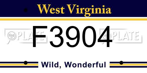 F3904 West Virginia License Plate