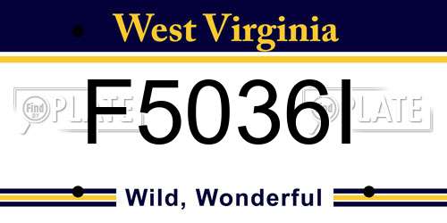 F5036I West Virginia License Plate