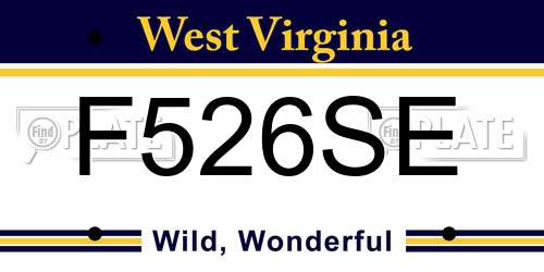 F526SE West Virginia License Plate