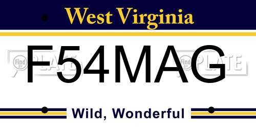 F54MAG West Virginia License Plate