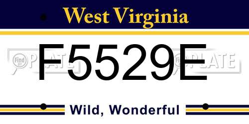 F5529E West Virginia License Plate
