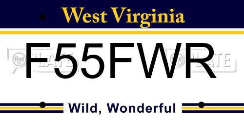 F55FWR West Virginia License Plate