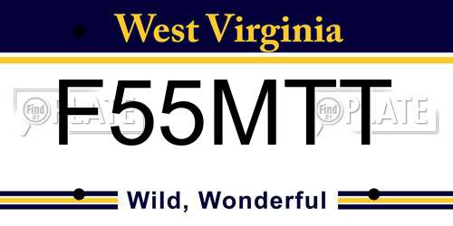F55MTT West Virginia License Plate