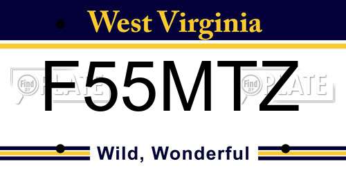 F55MTZ West Virginia License Plate