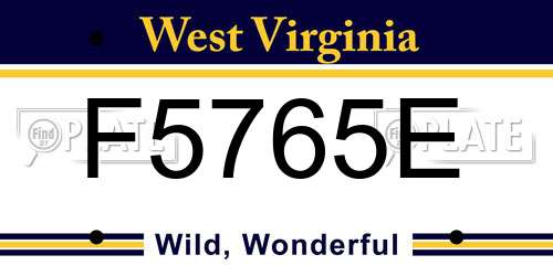 F5765E West Virginia License Plate