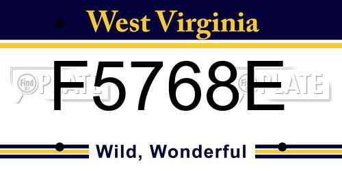 F5768E West Virginia License Plate