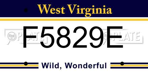 F5829E West Virginia License Plate