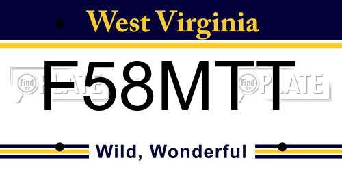 F58MTT West Virginia License Plate
