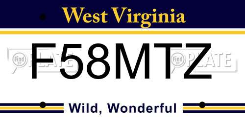 F58MTZ West Virginia License Plate