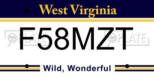 F58MZT West Virginia License Plate