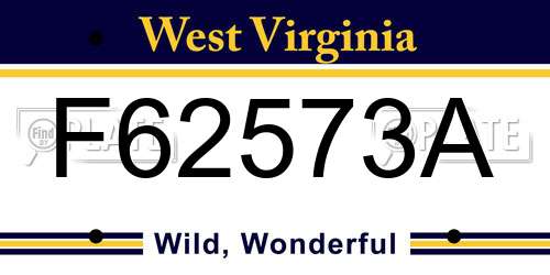 F62573A West Virginia License Plate