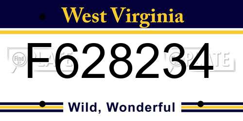 F628234 West Virginia License Plate