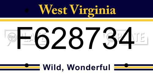 F628734 West Virginia License Plate