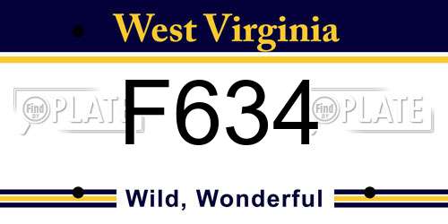 F634 West Virginia License Plate