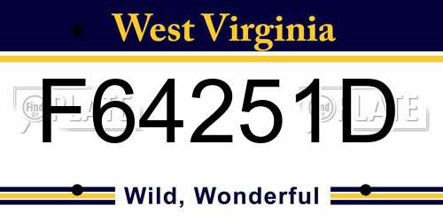 F64251D West Virginia License Plate