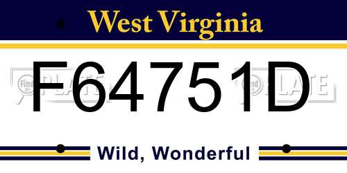 F64751D West Virginia License Plate