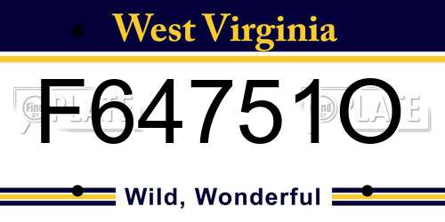 F64751O West Virginia License Plate