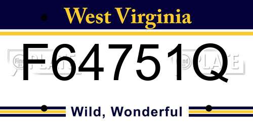 F64751Q West Virginia License Plate