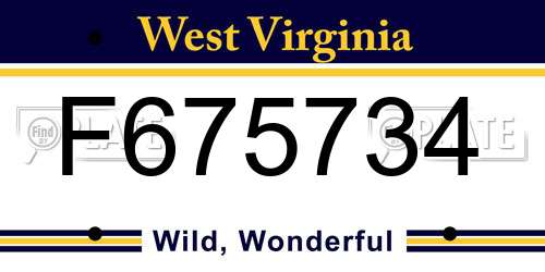 F675734 West Virginia License Plate