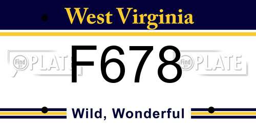 F678 West Virginia License Plate