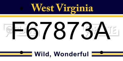 F67873A West Virginia License Plate