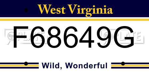 F68649G West Virginia License Plate