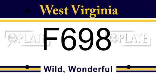 F698 West Virginia License Plate