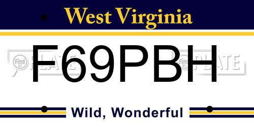 F69PBH West Virginia License Plate