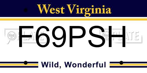 F69PSH West Virginia License Plate