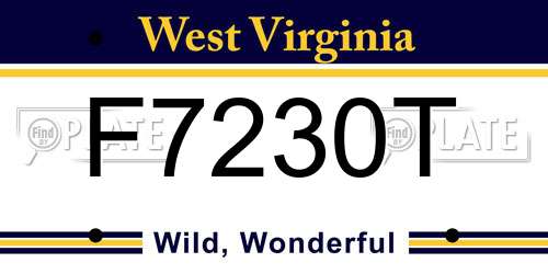 F7230T West Virginia License Plate