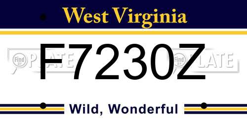 F7230Z West Virginia License Plate