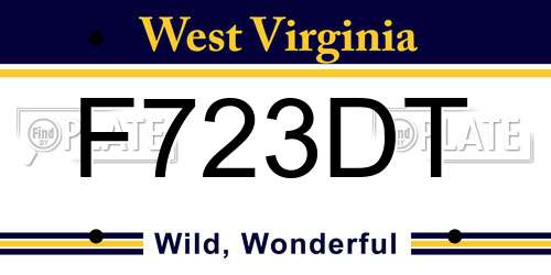 F723DT West Virginia License Plate