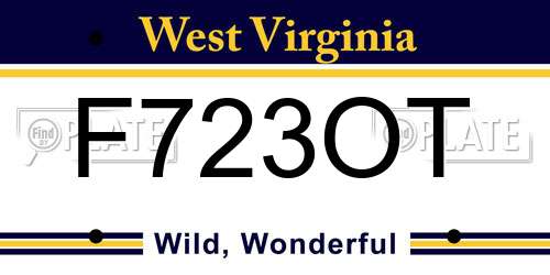 F723OT West Virginia License Plate