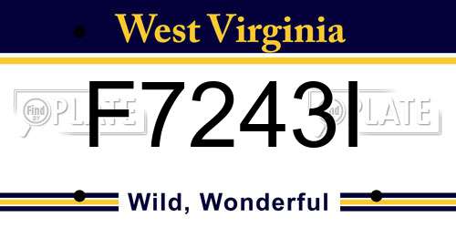 F7243I West Virginia License Plate