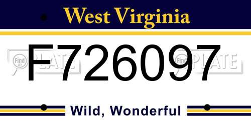 F726097 West Virginia License Plate