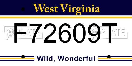 F72609T West Virginia License Plate