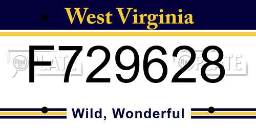 F729628 West Virginia License Plate