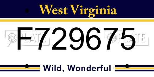 F729675 West Virginia License Plate