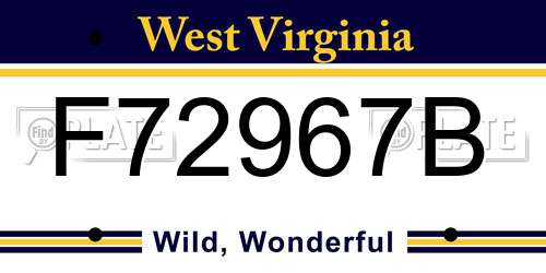 F72967B West Virginia License Plate