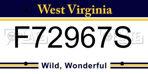 F72967S West Virginia License Plate