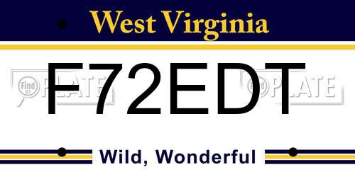 F72EDT West Virginia License Plate