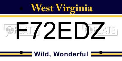 F72EDZ West Virginia License Plate