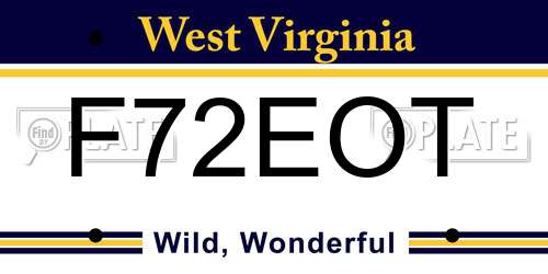 F72EOT West Virginia License Plate