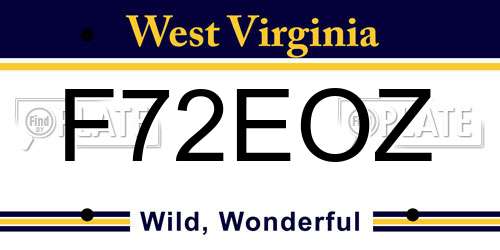 F72EOZ West Virginia License Plate