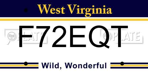 F72EQT West Virginia License Plate