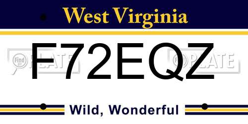 F72EQZ West Virginia License Plate