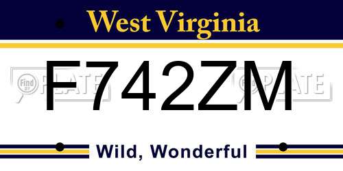 F742ZM West Virginia License Plate