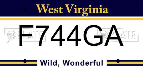 F744GA West Virginia License Plate