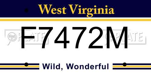 F7472M West Virginia License Plate